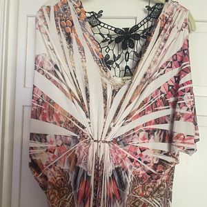 ONE WORLD MAXI DRESS 2x LACE BACK, COLD SHOULDERS